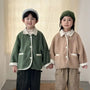 Bertie Button Up Sherpa Teddy Coat (Forest Green)